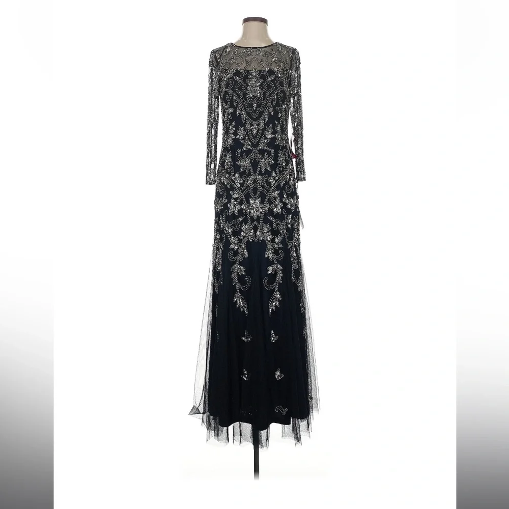 Adrianna Papell Black 3/4 Sleeve Gown for Weddings